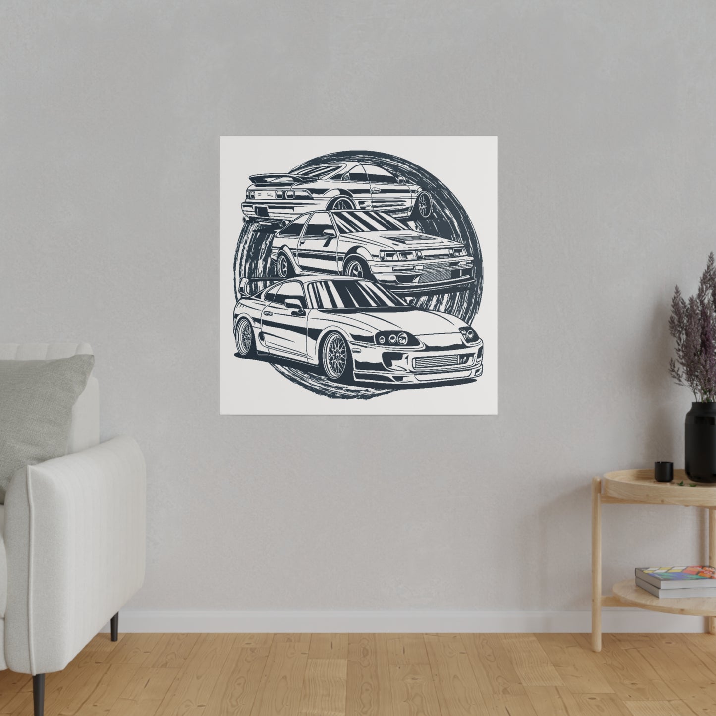 Supra 3 Gens Matte Canvas, Stretched, 0.75" , Gift for Car Lovers